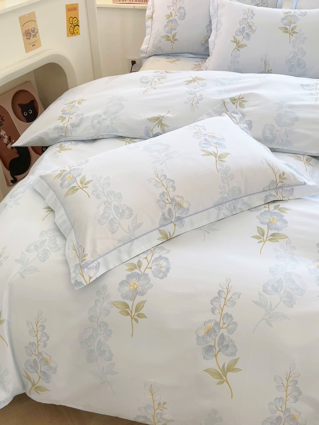 91家纺网 家纺一手货源 找家纺 名优家纺 2026新款全棉纯棉单被套被套单件 绣花仙-蓝