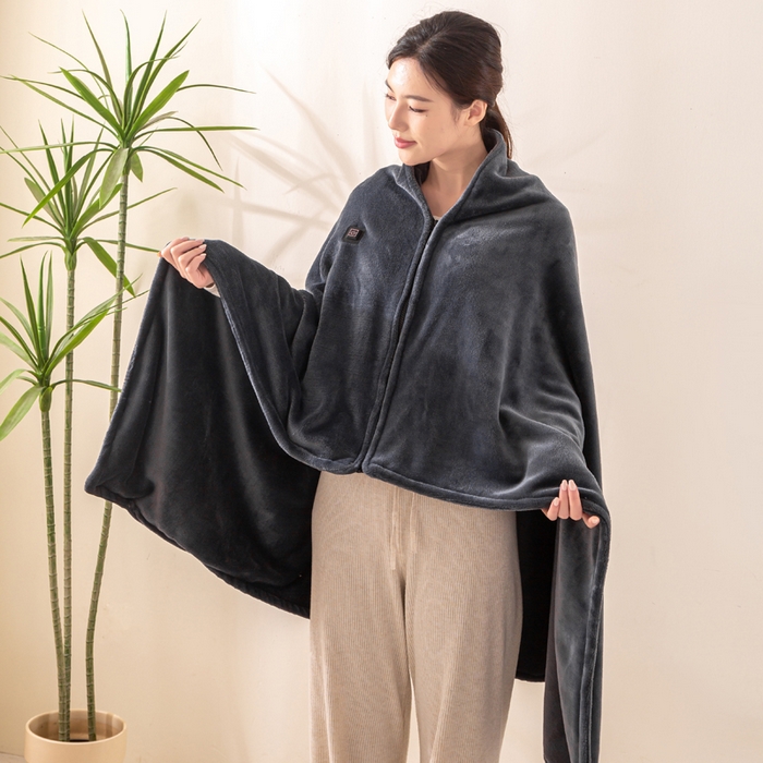 91家纺网 家纺一手货源 找家纺  2025新款跨境USB加热披肩毯多功能毛毯斗篷电热毯冬季保暖