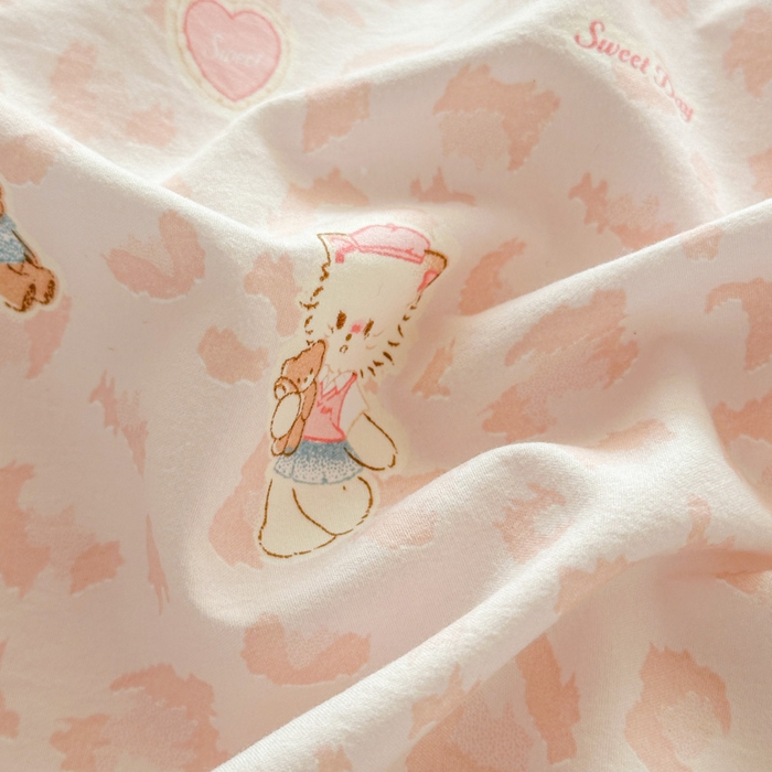 91家纺网 家纺一手货源 找家纺 麦乐迪 2026新款10A抗菌古法水洗仿棉云感纱四件套 桃桃小熊