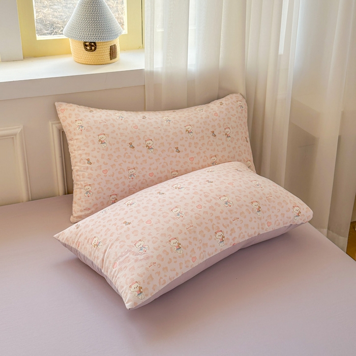 91家纺网 家纺一手货源 找家纺 麦乐迪 2026新款10A抗菌古法水洗仿棉云感纱四件套 桃桃小熊