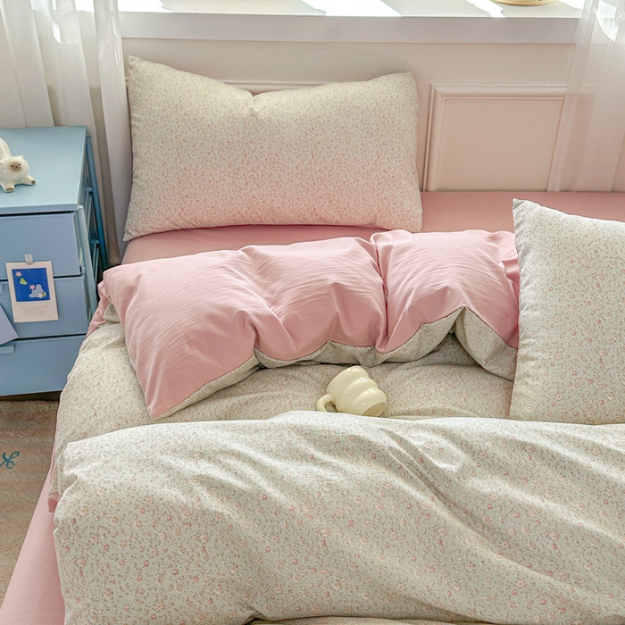 91家纺网 家纺一手货源 找家纺 麦乐迪 2025新款棉感睡眠水洗云感棉四件套 柔纹碎花