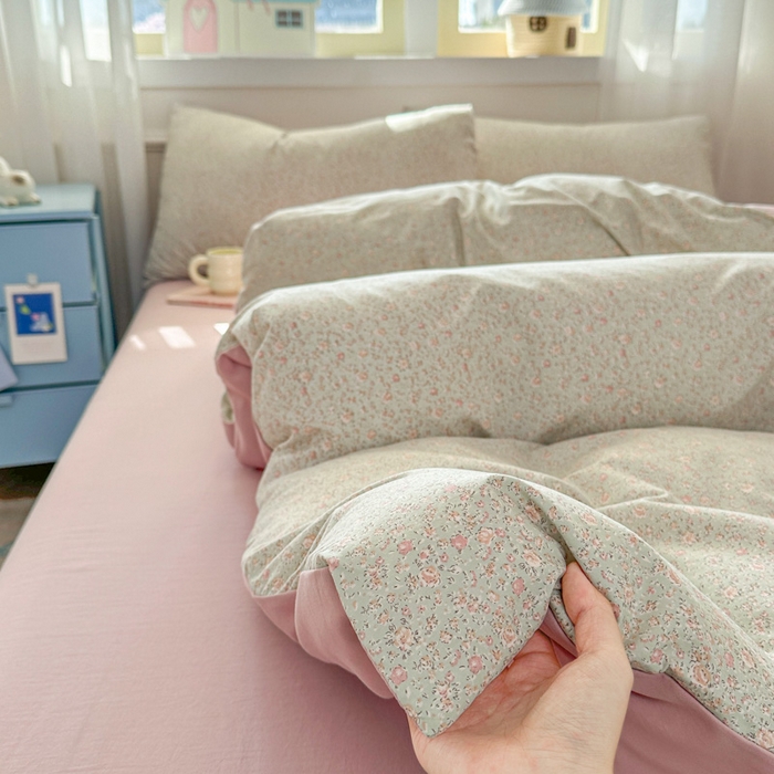 91家纺网 家纺一手货源 找家纺 麦乐迪 2025新款棉感睡眠水洗云感棉四件套 柔纹碎花