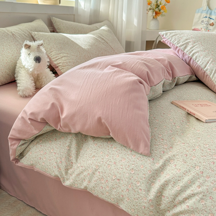 91家纺网 家纺一手货源 找家纺 麦乐迪 2025新款棉感睡眠水洗云感棉四件套 柔纹碎花