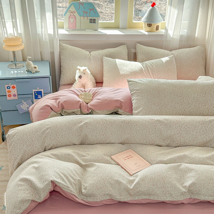 91家纺网 家纺一手货源 找家纺 麦乐迪 2025新款棉感睡眠水洗云感棉四件套 柔纹碎花