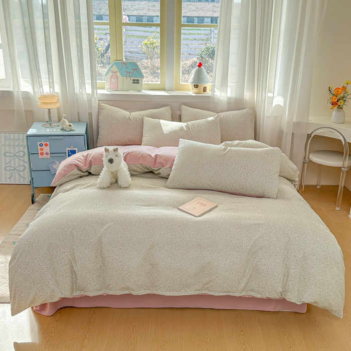 91家纺网 家纺一手货源 找家纺 麦乐迪 2025新款棉感睡眠水洗云感棉四件套 柔纹碎花