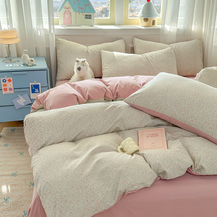 91家纺网 家纺一手货源 找家纺 麦乐迪 2025新款棉感睡眠水洗云感棉四件套 柔纹碎花