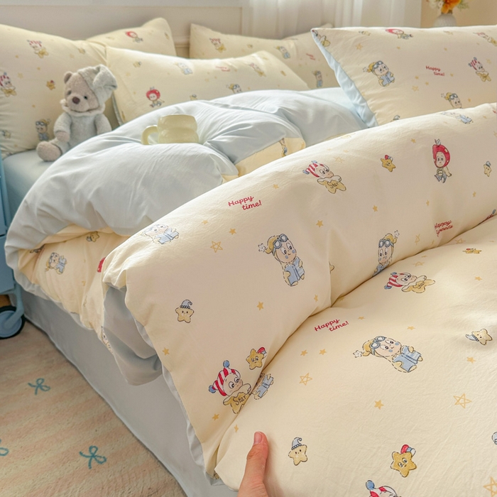 麦乐迪 2025新款棉感睡眠水洗云感棉四件套 苹果星星人