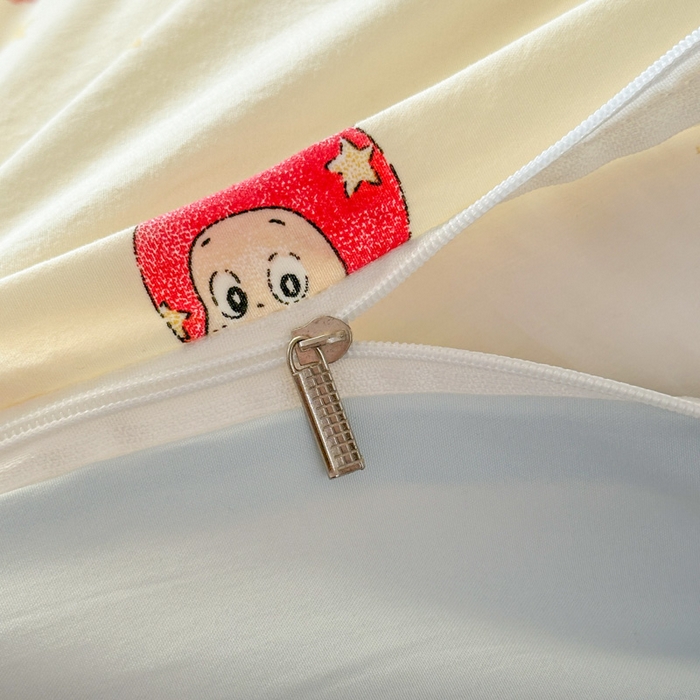 91家纺网 家纺一手货源 找家纺 麦乐迪 2026新款10A抗菌古法水洗仿棉云感纱四件套 苹果星星人