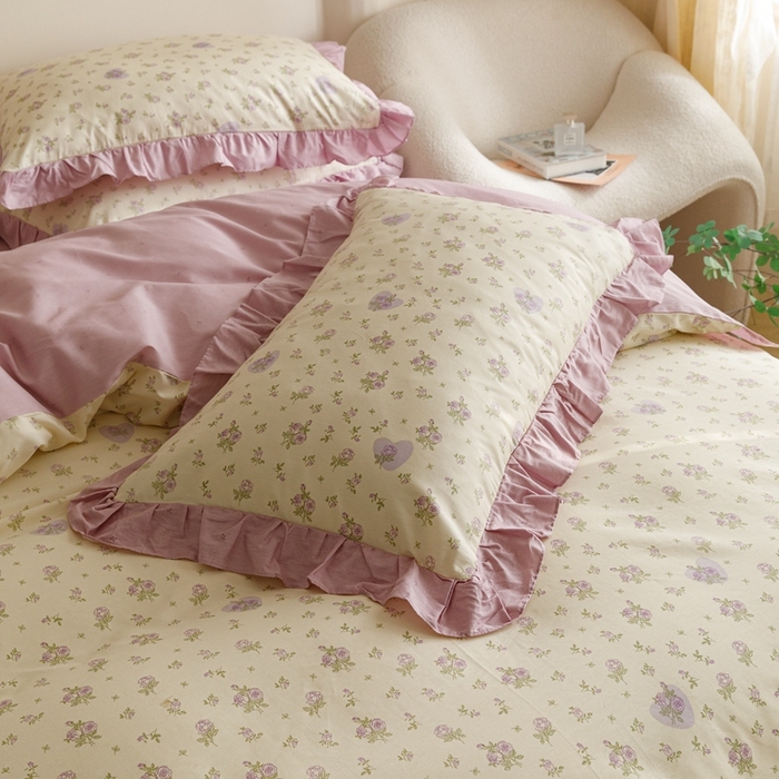 91家纺网 家纺一手货源 找家纺 （总）忆生活家纺 2024新款韩版全棉花边四件套直播爆款