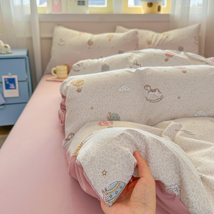 91家纺网 家纺一手货源 找家纺 麦乐迪 2025新款棉感睡眠水洗云感棉四件套 梦游乐园