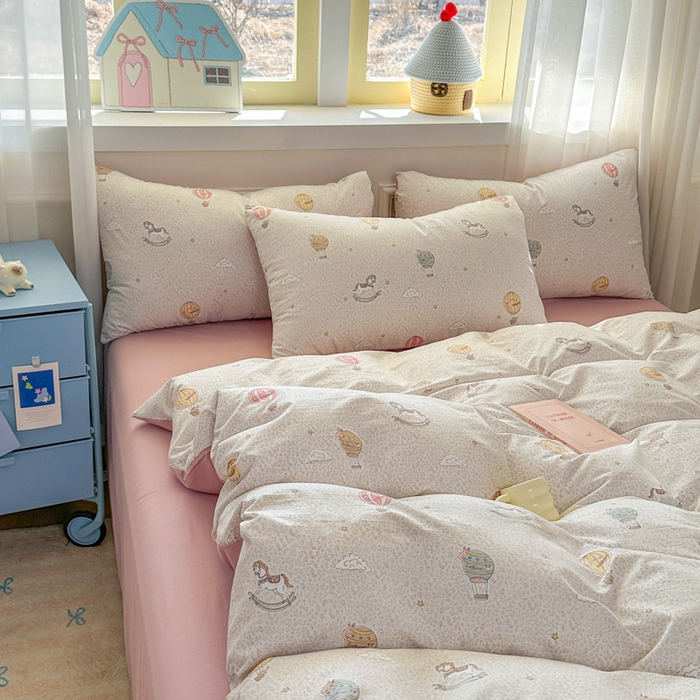 91家纺网 家纺一手货源 找家纺 麦乐迪 2025新款棉感睡眠水洗云感棉四件套 梦游乐园