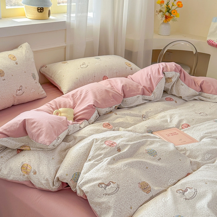 91家纺网 家纺一手货源 找家纺 麦乐迪 2025新款棉感睡眠水洗云感棉四件套 梦游乐园