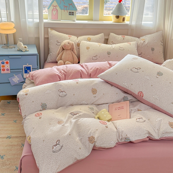 91家纺网 家纺一手货源 找家纺 麦乐迪 2025新款棉感睡眠水洗云感棉四件套 梦游乐园