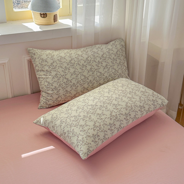 91家纺网 家纺一手货源 找家纺 麦乐迪 2025新款棉感睡眠水洗云感棉四件套 绿粉花簇