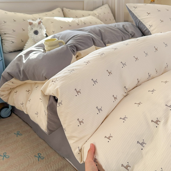 麦乐迪 2025新款棉感睡眠水洗云感棉四件套 简约小马