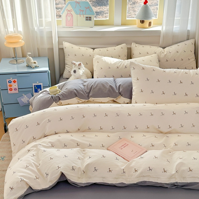 91家纺网 家纺一手货源 找家纺 麦乐迪 2025新款棉感睡眠水洗云感棉四件套 简约小马