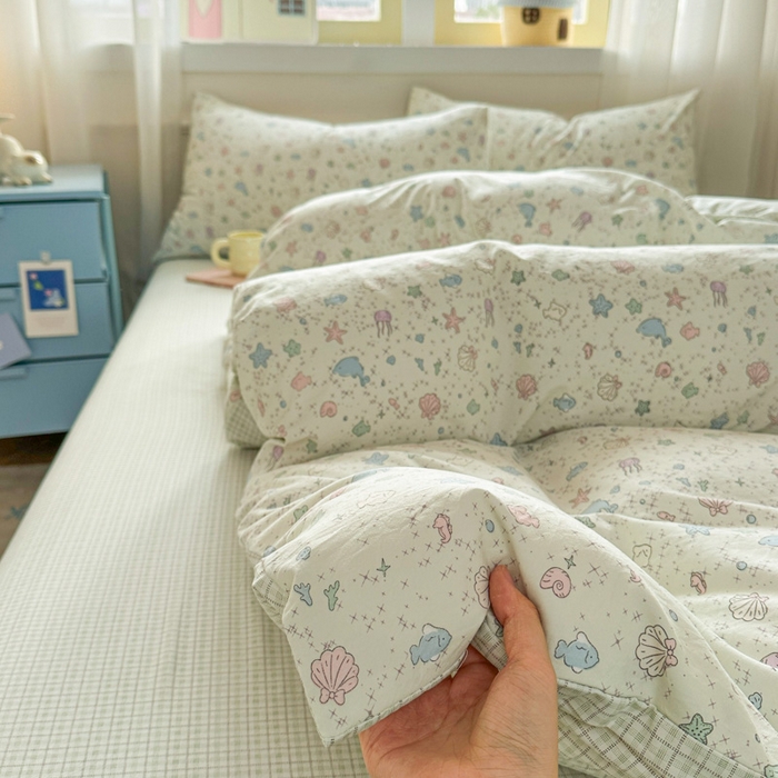 91家纺网 家纺一手货源 找家纺 麦乐迪 2025新款棉感睡眠水洗云感棉四件套 海洋星球