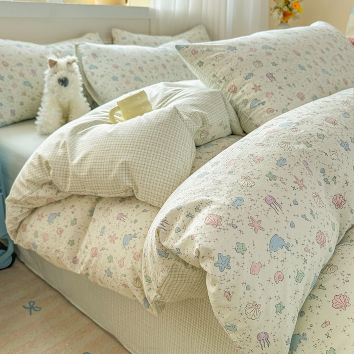 91家纺网 家纺一手货源 找家纺 麦乐迪 2025新款棉感睡眠水洗云感棉四件套 海洋星球