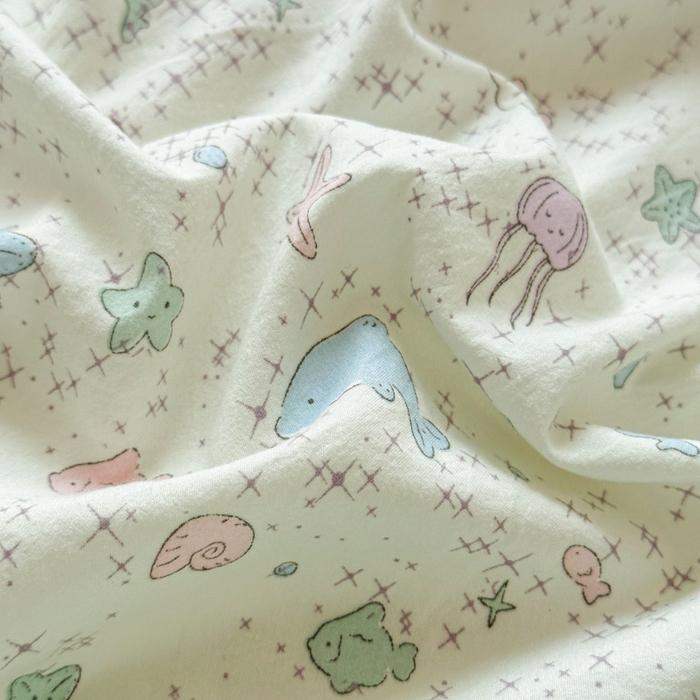 91家纺网 家纺一手货源 找家纺 麦乐迪 2025新款棉感睡眠水洗云感棉四件套 海洋星球