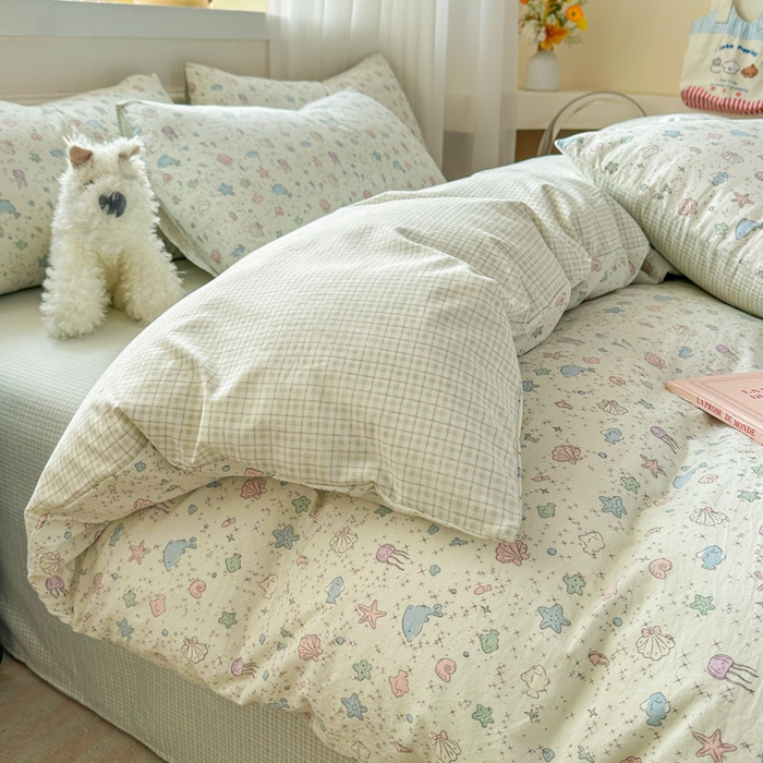 91家纺网 家纺一手货源 找家纺 麦乐迪 2025新款棉感睡眠水洗云感棉四件套 海洋星球