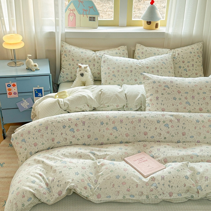 91家纺网 家纺一手货源 找家纺 麦乐迪 2025新款棉感睡眠水洗云感棉四件套 海洋星球