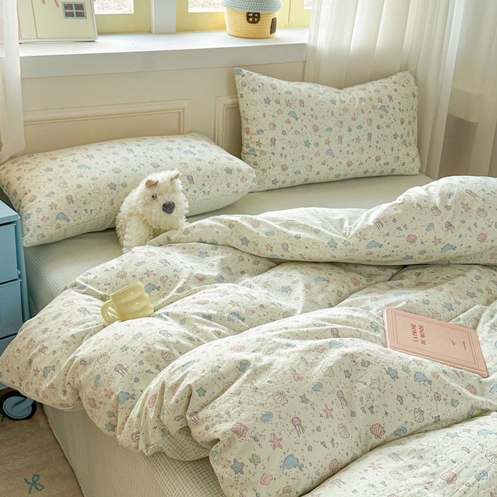 91家纺网 家纺一手货源 找家纺 麦乐迪 2025新款棉感睡眠水洗云感棉四件套 海洋星球