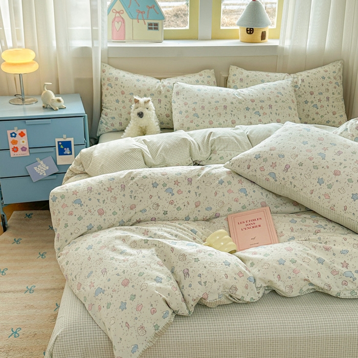 91家纺网 家纺一手货源 找家纺 麦乐迪 2025新款棉感睡眠水洗云感棉四件套 海洋星球