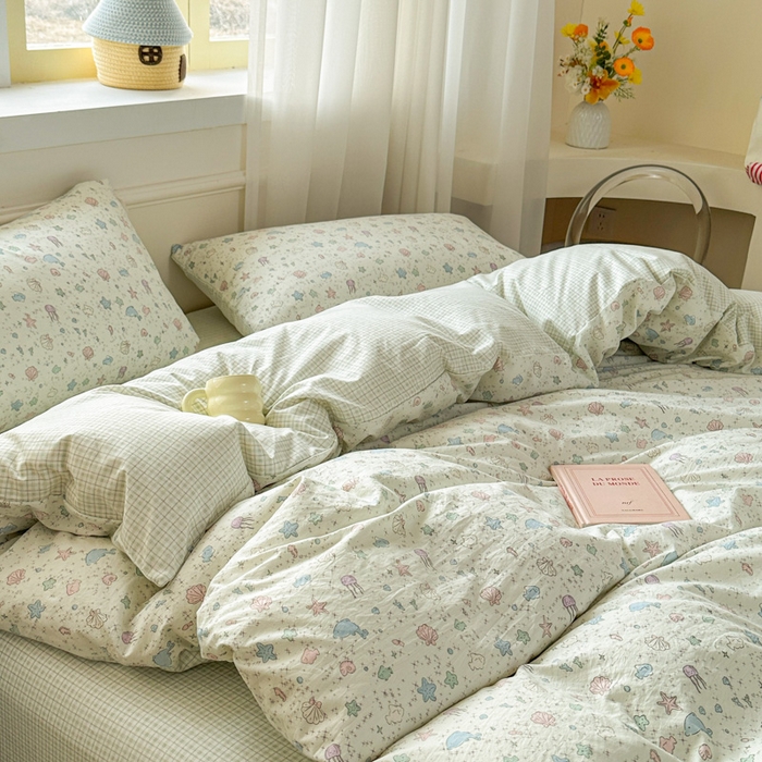 91家纺网 家纺一手货源 找家纺 麦乐迪 2025新款棉感睡眠水洗云感棉四件套 海洋星球