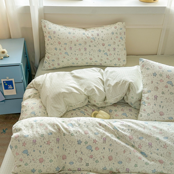 91家纺网 家纺一手货源 找家纺 麦乐迪 2025新款棉感睡眠水洗云感棉四件套 海洋星球