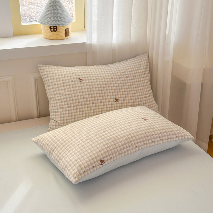 91家纺网 家纺一手货源 找家纺 麦乐迪 2025新款棉感睡眠水洗云感棉四件套 格纹木马