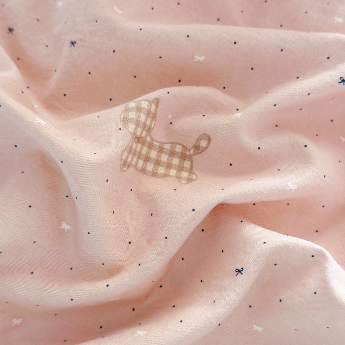 91家纺网 家纺一手货源 找家纺 麦乐迪 2025新款棉感睡眠水洗云感棉四件套 格纹粉猫