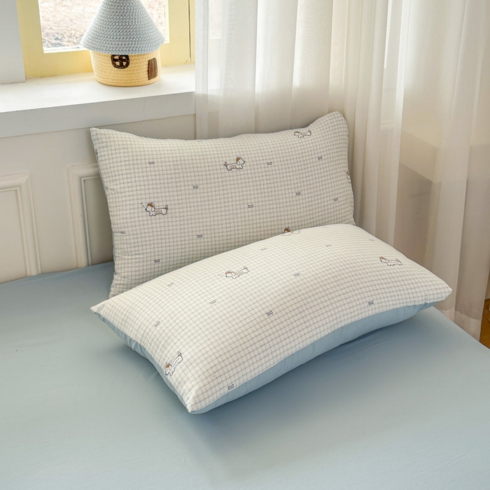 91家纺网 家纺一手货源 找家纺 麦乐迪 2025新款棉感睡眠水洗云感棉四件套 格间小狗