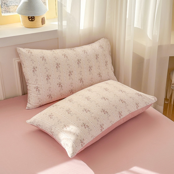 91家纺网 家纺一手货源 找家纺 麦乐迪 2025新款棉感睡眠水洗云感棉四件套 粉纹花束