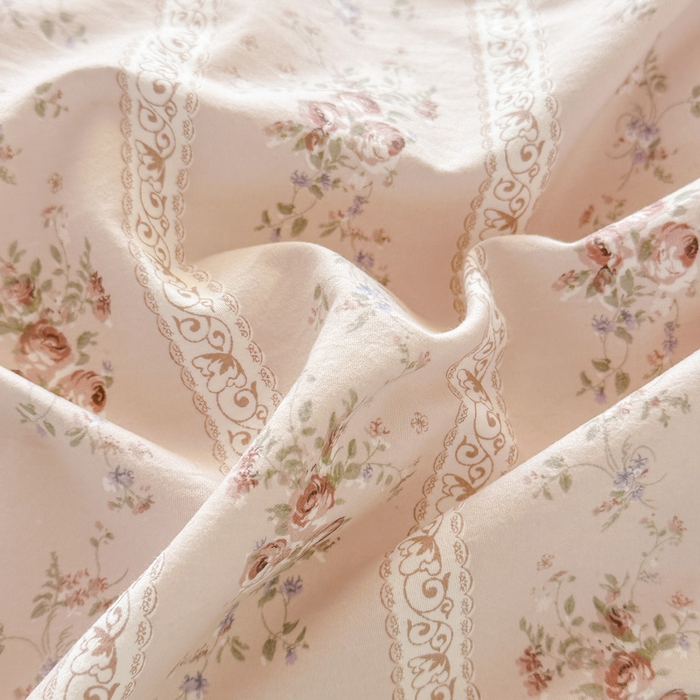 91家纺网 家纺一手货源 找家纺 麦乐迪 2025新款棉感睡眠水洗云感棉四件套 粉纹花束