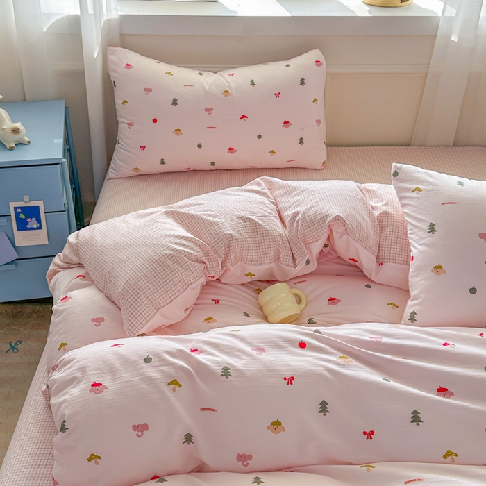 91家纺网 家纺一手货源 找家纺 麦乐迪 2025新款棉感睡眠水洗云感棉四件套 粉间小物