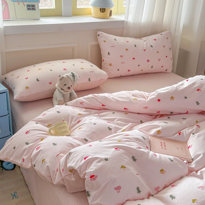 91家纺网 家纺一手货源 找家纺 麦乐迪 2025新款棉感睡眠水洗云感棉四件套 粉间小物