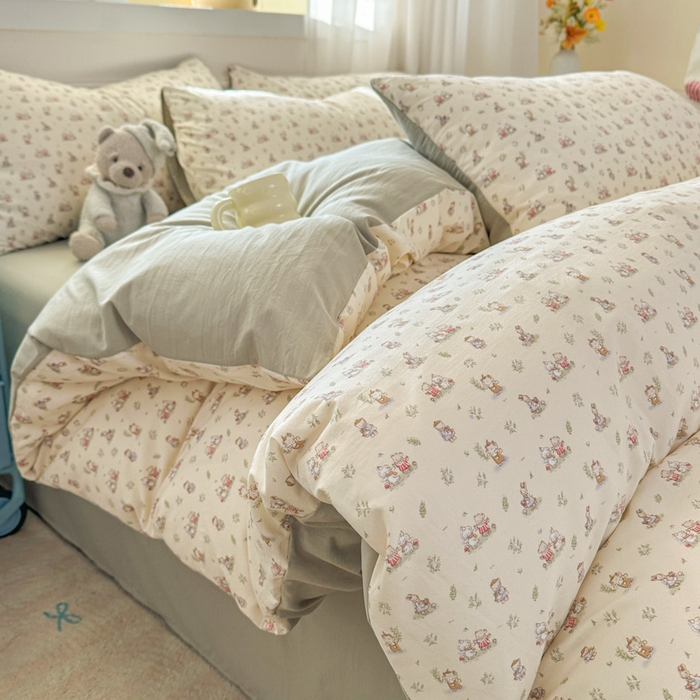 91家纺网 家纺一手货源 找家纺 麦乐迪 2025新款棉感睡眠水洗云感棉四件套 丛林小兔