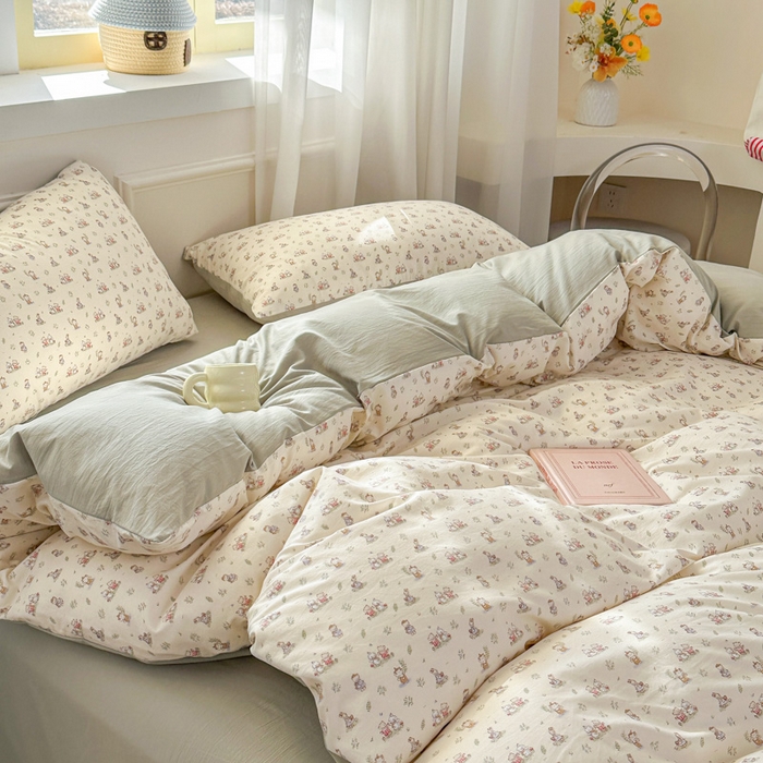 91家纺网 家纺一手货源 找家纺 麦乐迪 2025新款棉感睡眠水洗云感棉四件套 丛林小兔