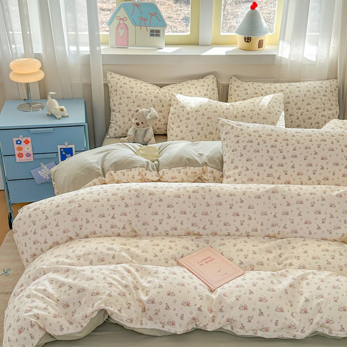 91家纺网 家纺一手货源 找家纺 麦乐迪 2025新款棉感睡眠水洗云感棉四件套 丛林小兔