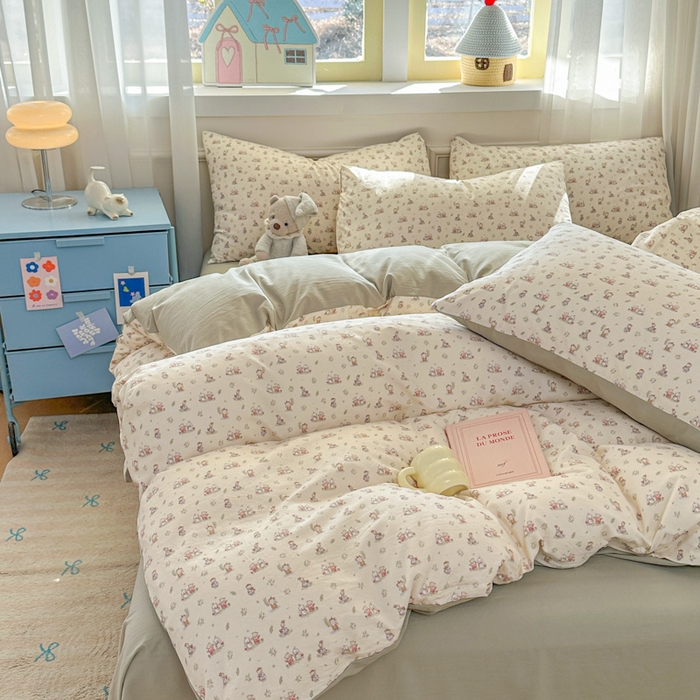 91家纺网 家纺一手货源 找家纺 麦乐迪 2025新款棉感睡眠水洗云感棉四件套 丛林小兔