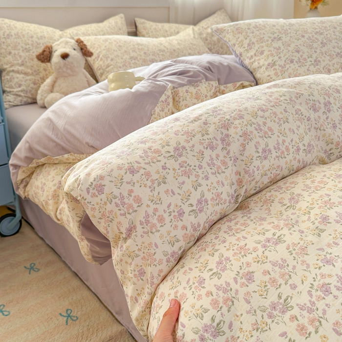 麦乐迪 2025新款棉感睡眠水洗云感棉四件套 春日碎花