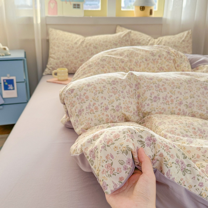 91家纺网 家纺一手货源 找家纺 麦乐迪 2025新款棉感睡眠水洗云感棉四件套 春日碎花