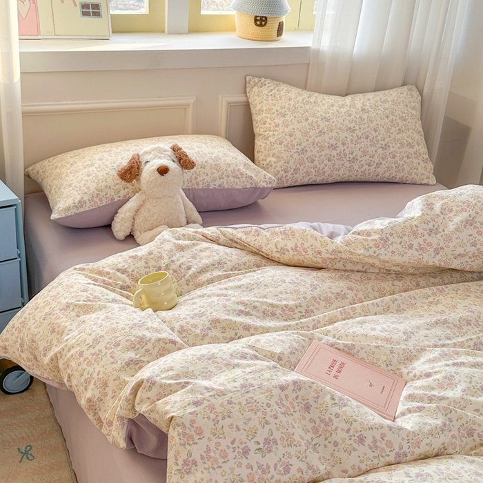 91家纺网 家纺一手货源 找家纺 麦乐迪 2025新款棉感睡眠水洗云感棉四件套 春日碎花