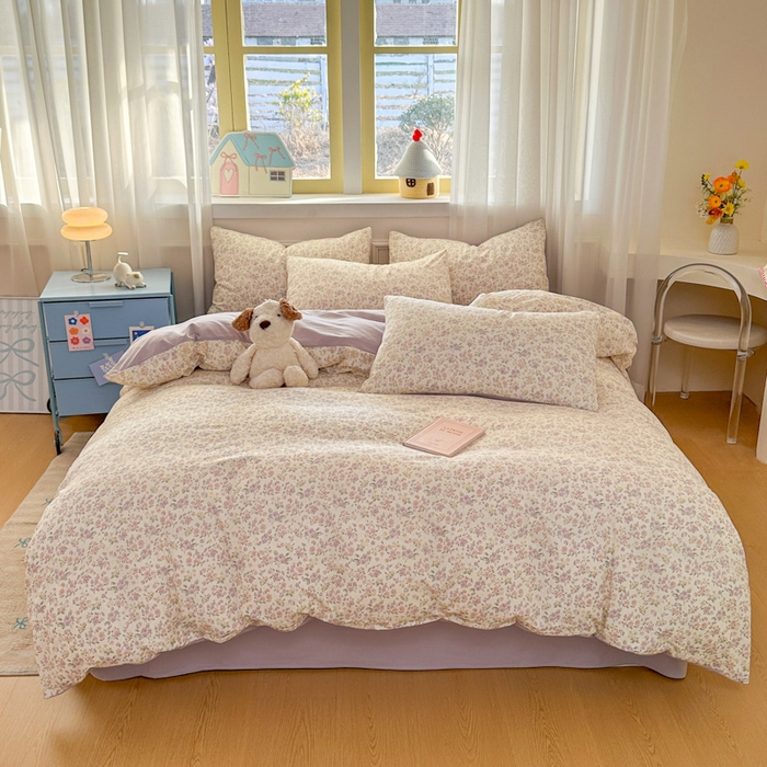 91家纺网 家纺一手货源 找家纺 麦乐迪 2025新款棉感睡眠水洗云感棉四件套 春日碎花