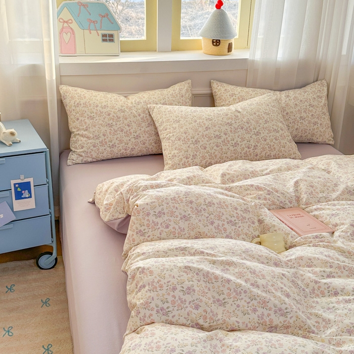 91家纺网 家纺一手货源 找家纺 麦乐迪 2025新款棉感睡眠水洗云感棉四件套 春日碎花