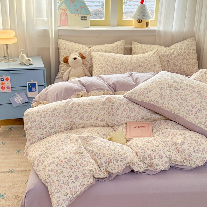 91家纺网 家纺一手货源 找家纺 麦乐迪 2025新款棉感睡眠水洗云感棉四件套 春日碎花