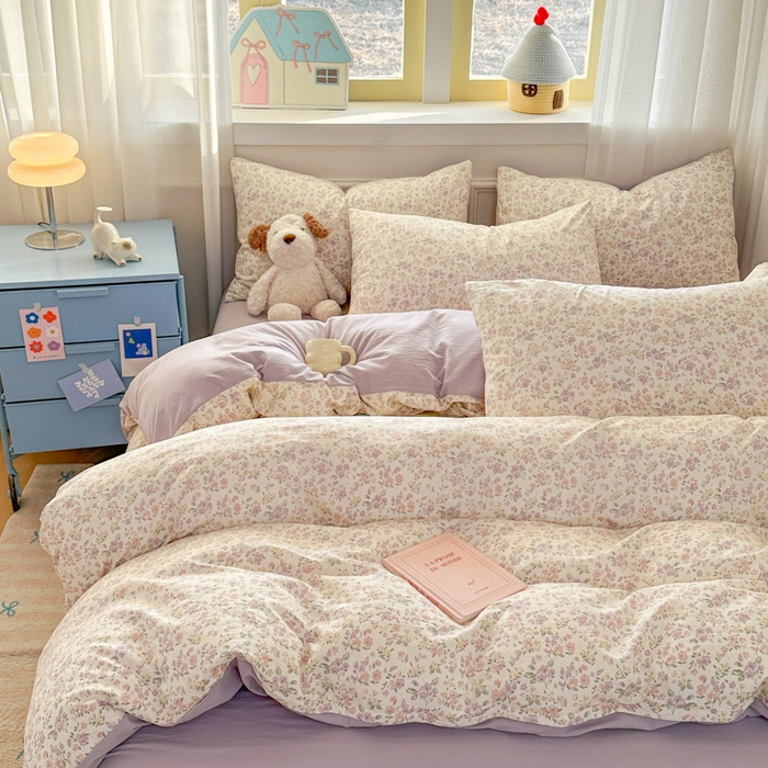 91家纺网 家纺一手货源 找家纺 麦乐迪 2025新款棉感睡眠水洗云感棉四件套 春日碎花