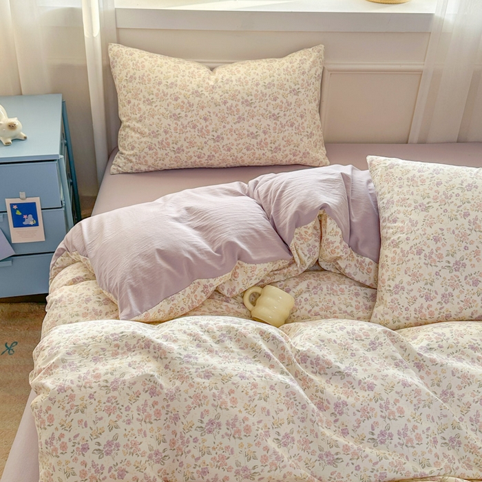 91家纺网 家纺一手货源 找家纺 麦乐迪 2025新款棉感睡眠水洗云感棉四件套 春日碎花