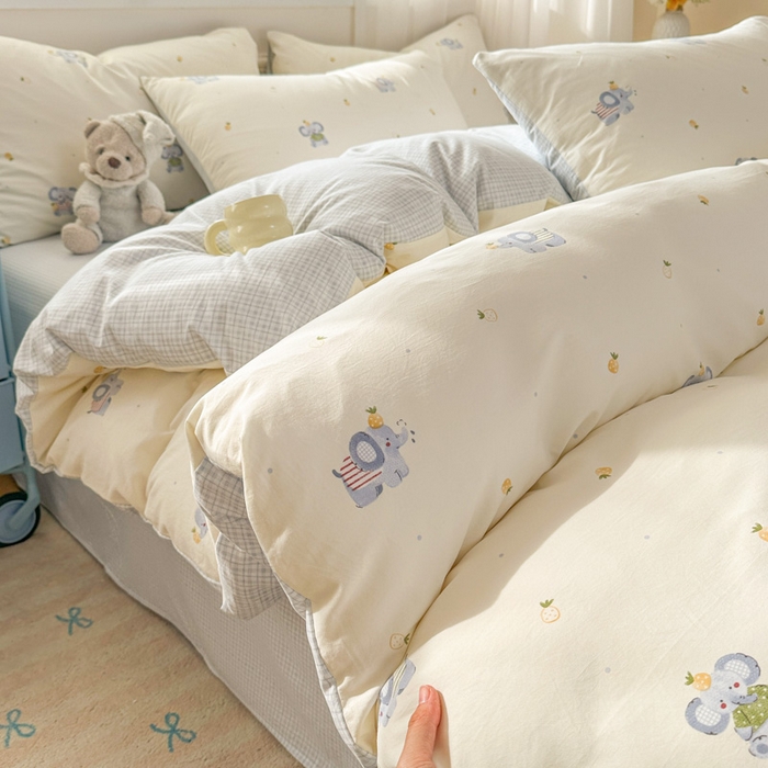 麦乐迪 2025新款棉感睡眠水洗云感棉四件套 菠萝小象