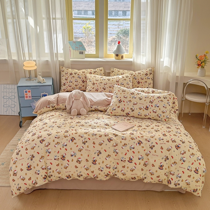 91家纺网 家纺一手货源 找家纺 麦乐迪 2025新款棉感睡眠水洗云感棉四件套 kt派对